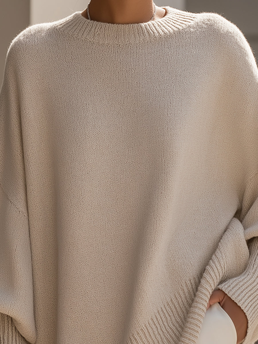 Women's Roomy Fit Layered Wool-Blend Everyday Sweater