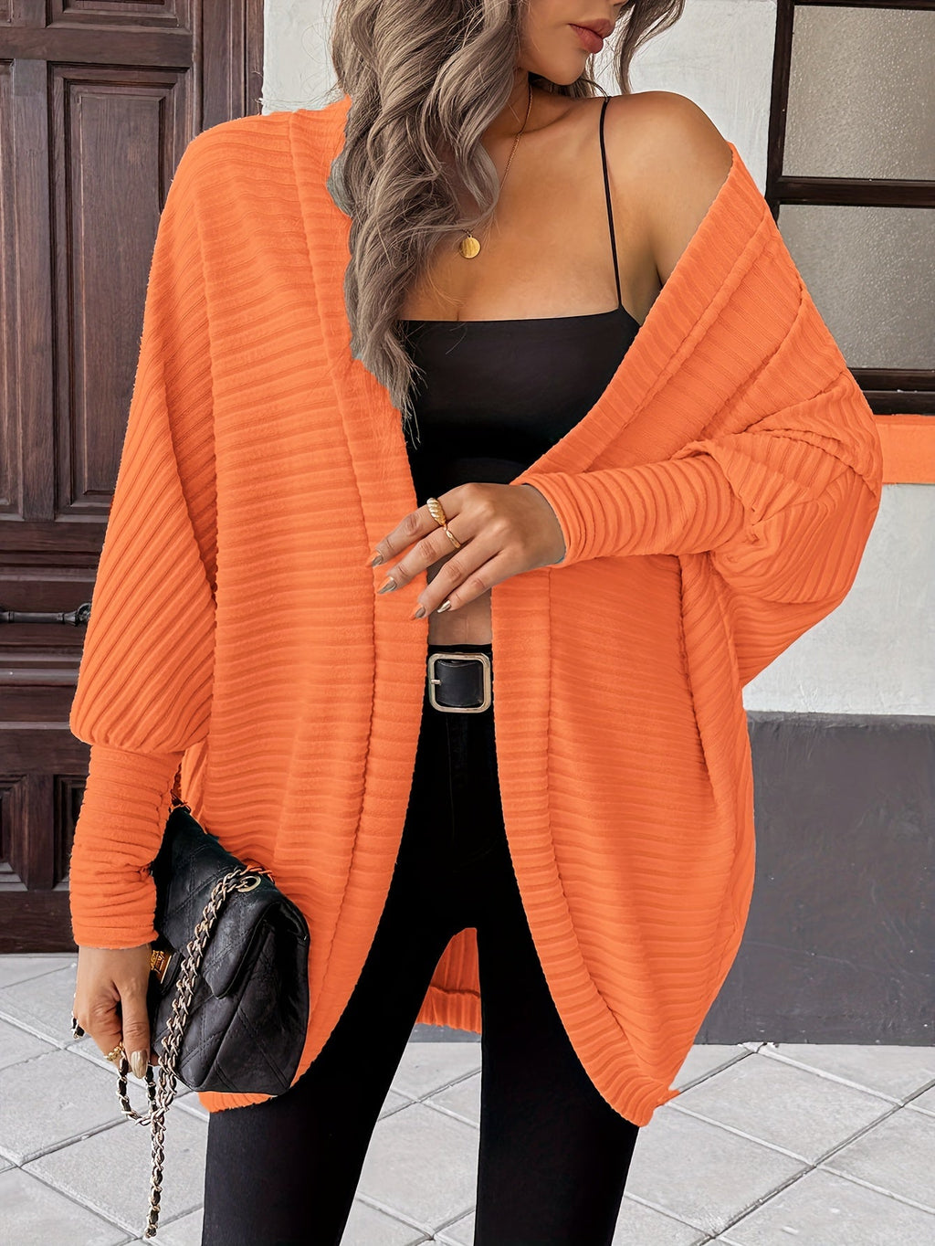 Women's Throw-On Rib Knit Wrap Cardigan