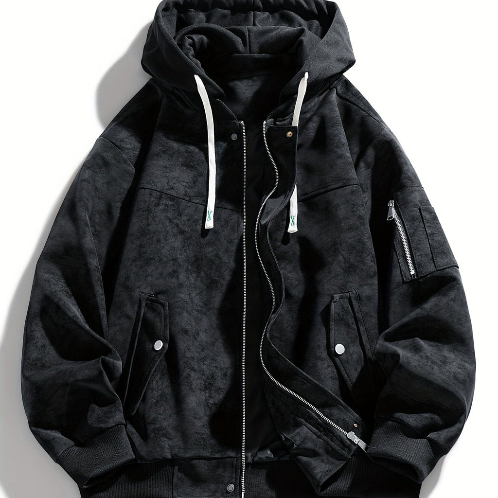 Men's Easy Fit Hoodie Style Zip Jacket with Pocket