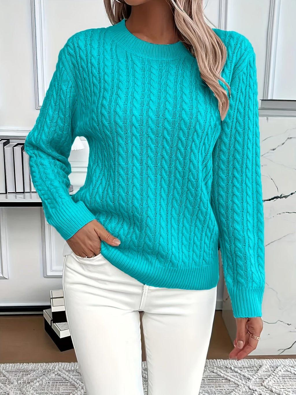 Women's Easy-Fit Classic Cable Sweater