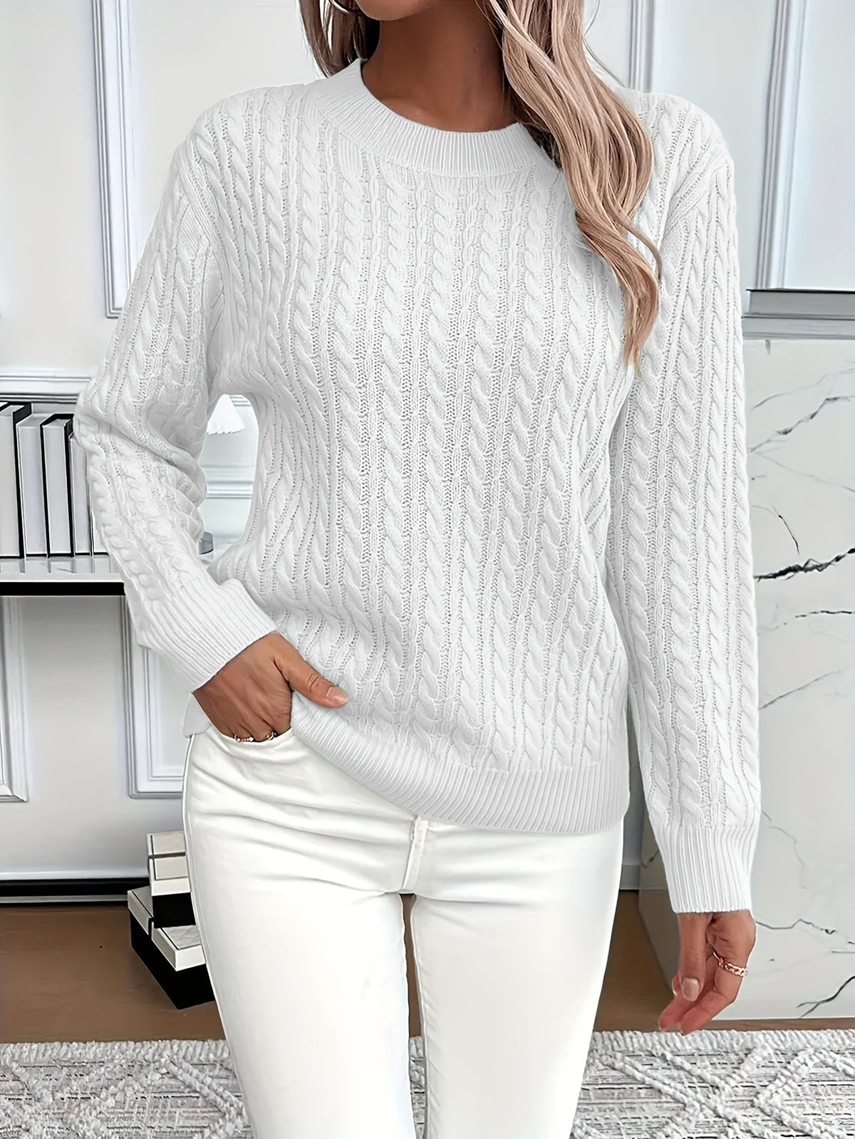 Women's Easy-Fit Classic Cable Sweater