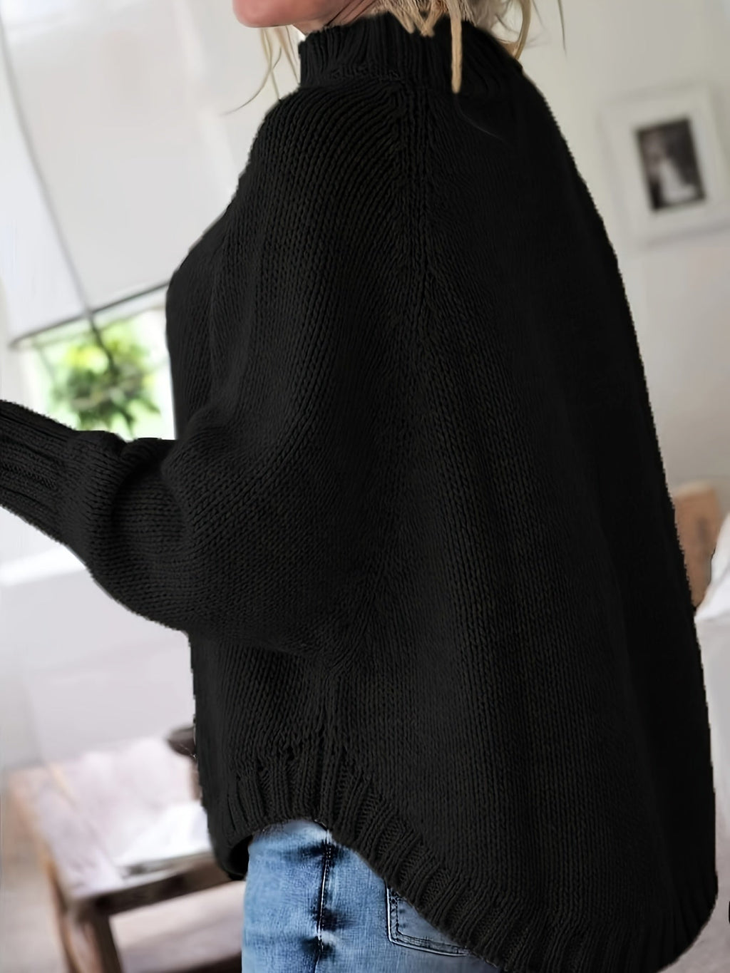 Women's Cozy Cable-Knit Turtleneck Relaxed Sweater