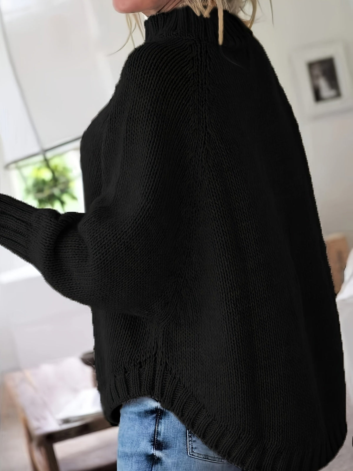 Women's Cozy Cable-Knit Turtleneck Relaxed Sweater