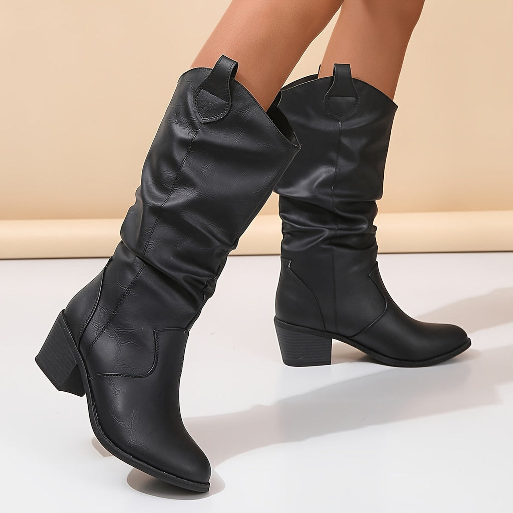 Women's Broken-In Look Wide Calf Knee-High Western Boots