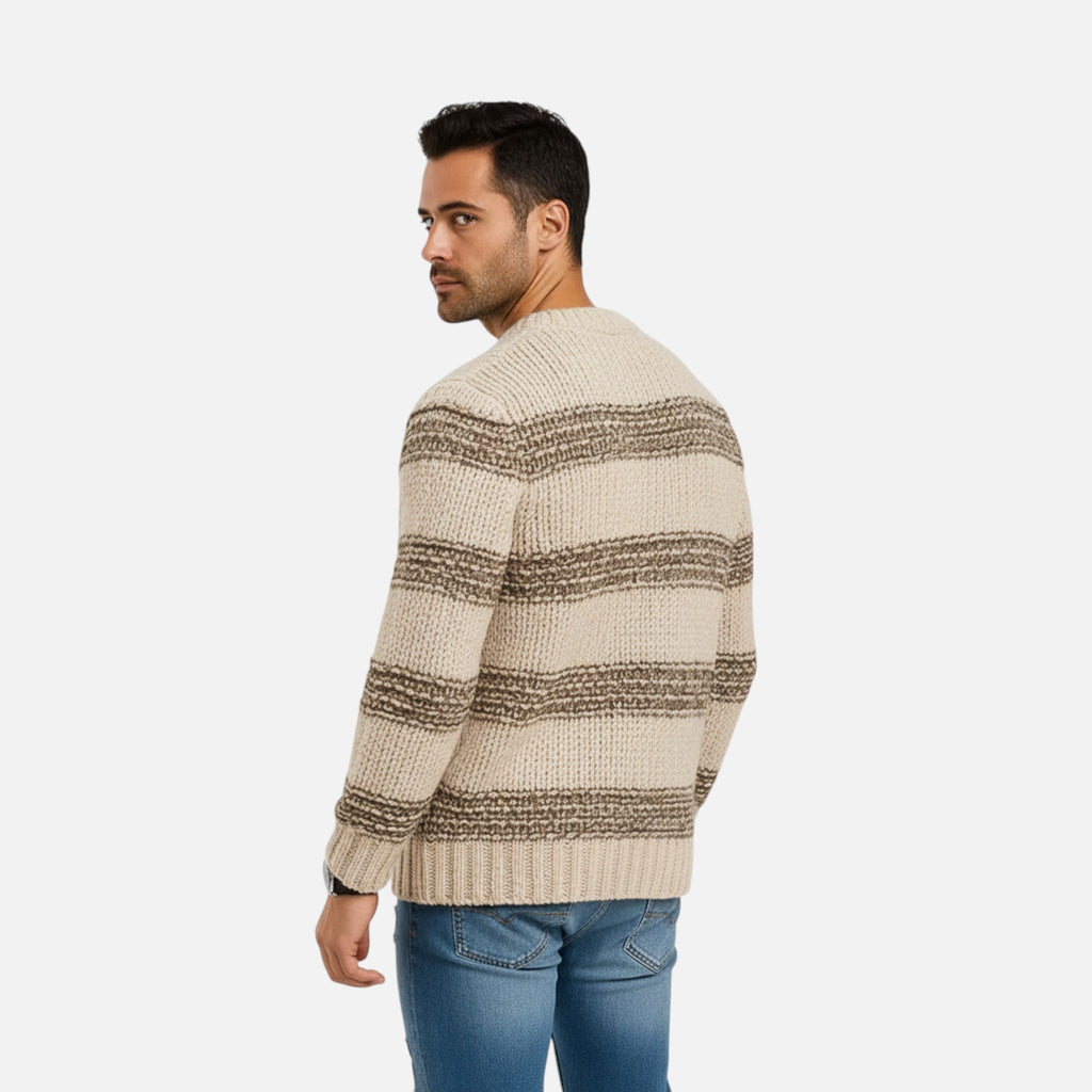 Men's Plain Crew Neck Midweight Cold Weather Sweater Top