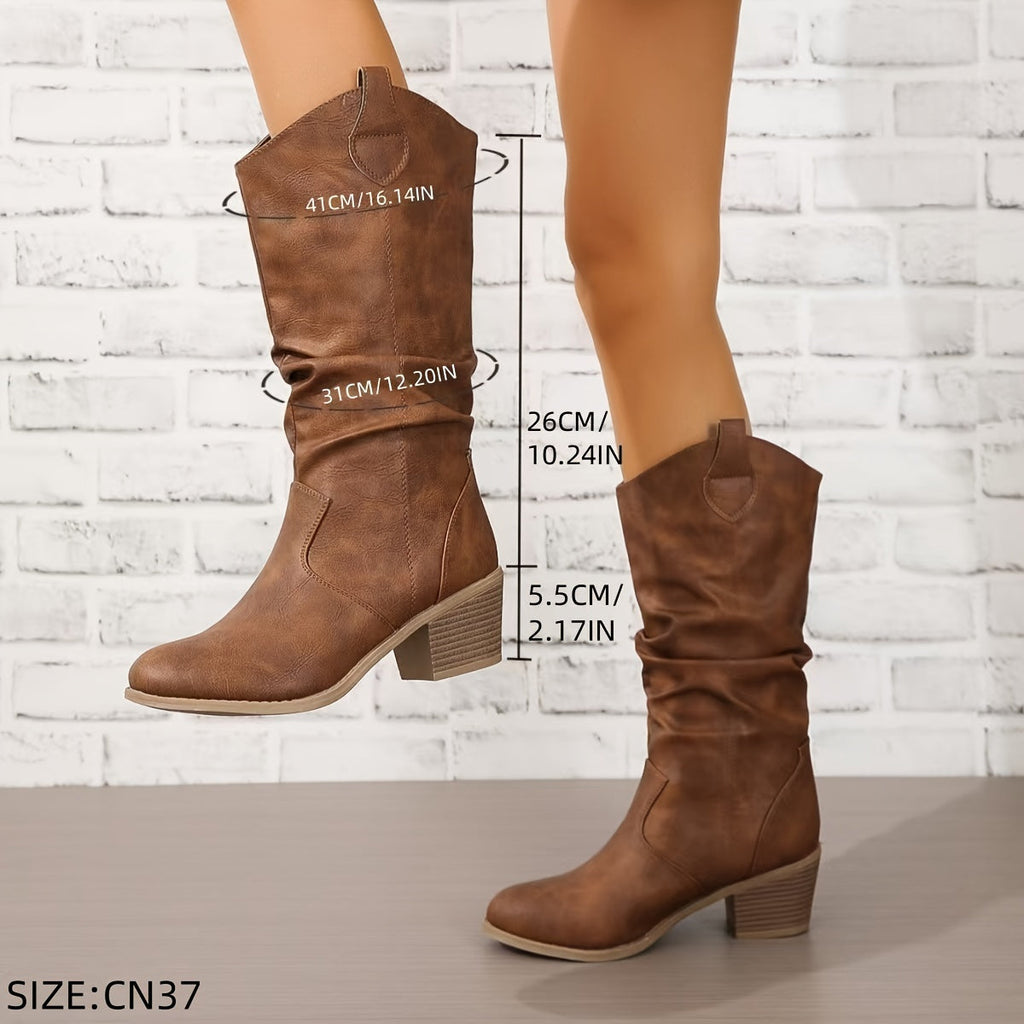 Women's Broken-In Look Wide Calf Knee-High Western Boots