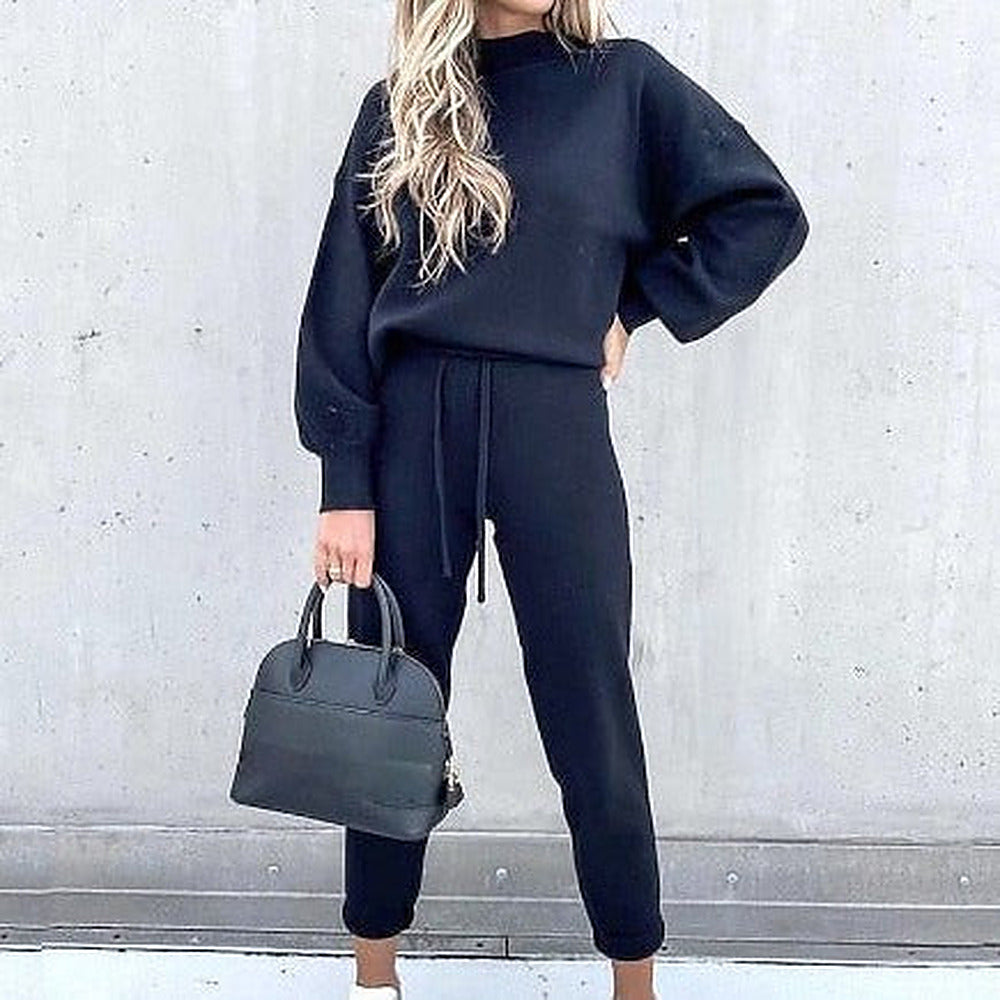 Women's Soft Matching Knit Sweater Pants Two Piece Set