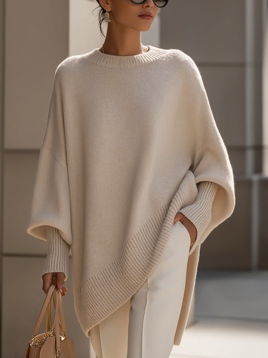 Women's Roomy Fit Layered Wool-Blend Everyday Sweater
