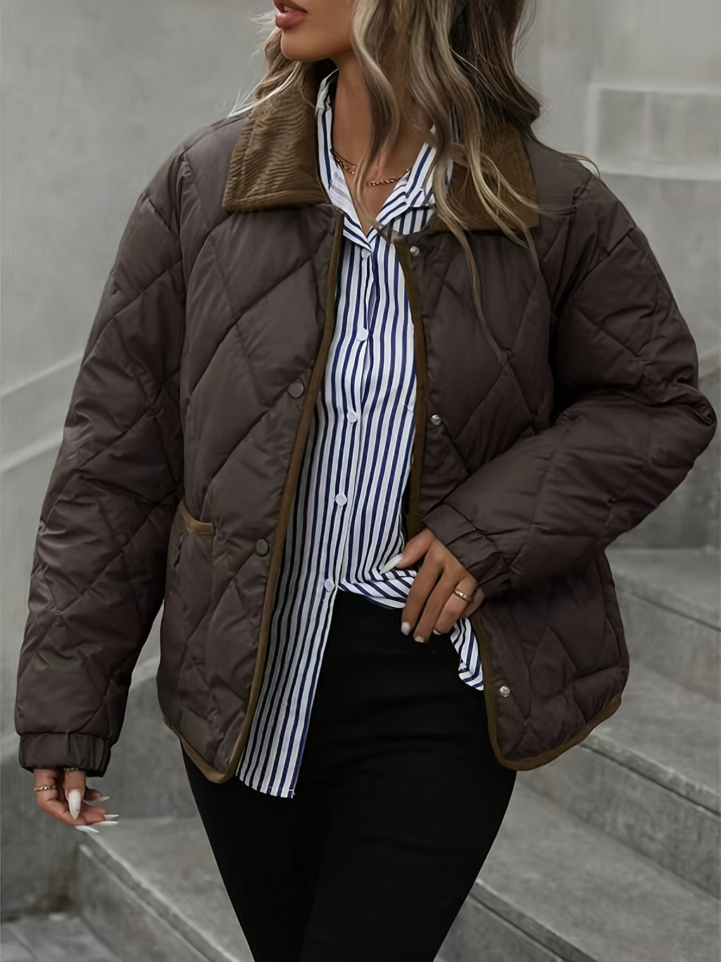 Women's Quilted Diamond-Stitch Puffer Coat