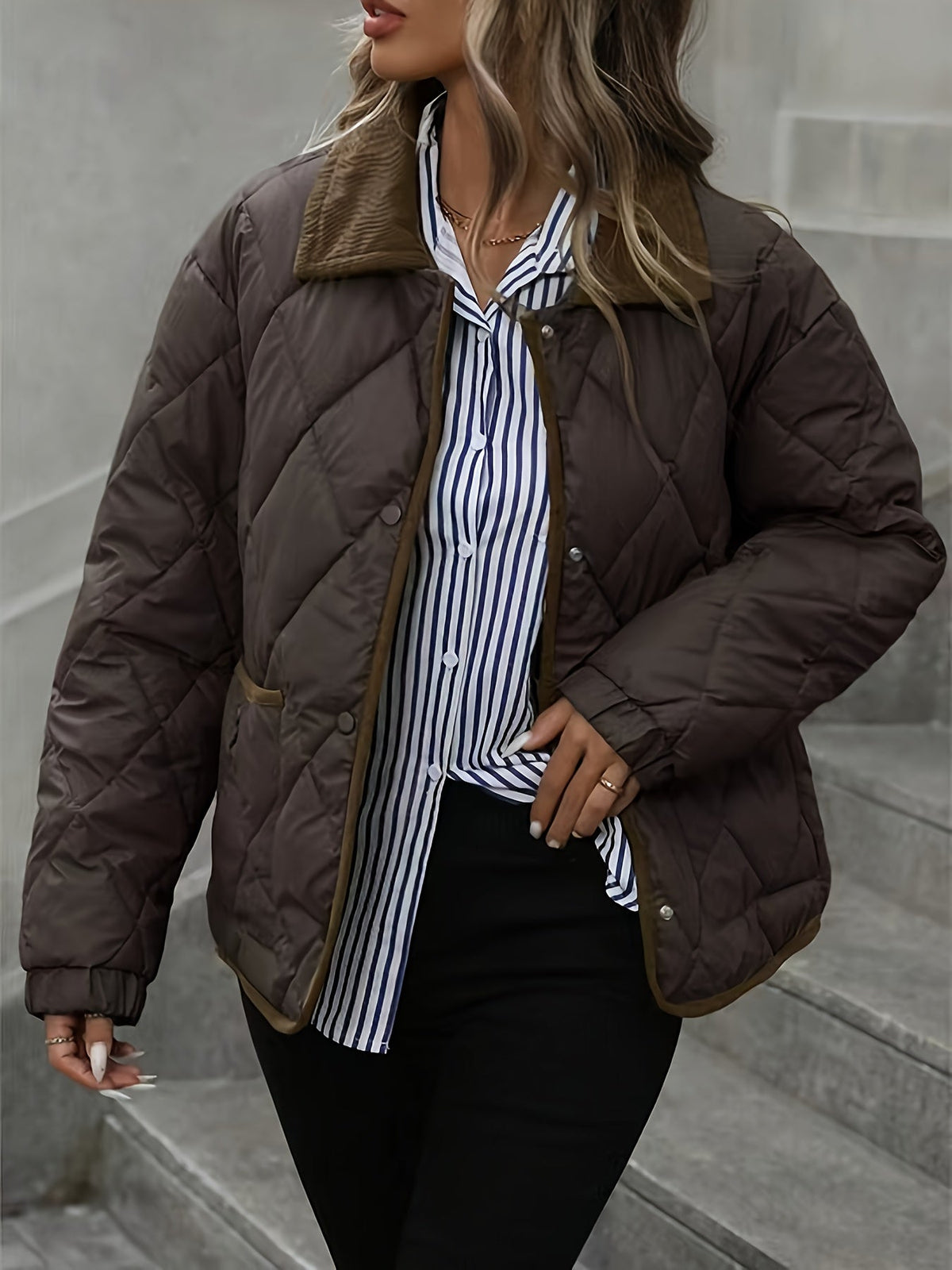 Women's Quilted Diamond-Stitch Puffer Coat
