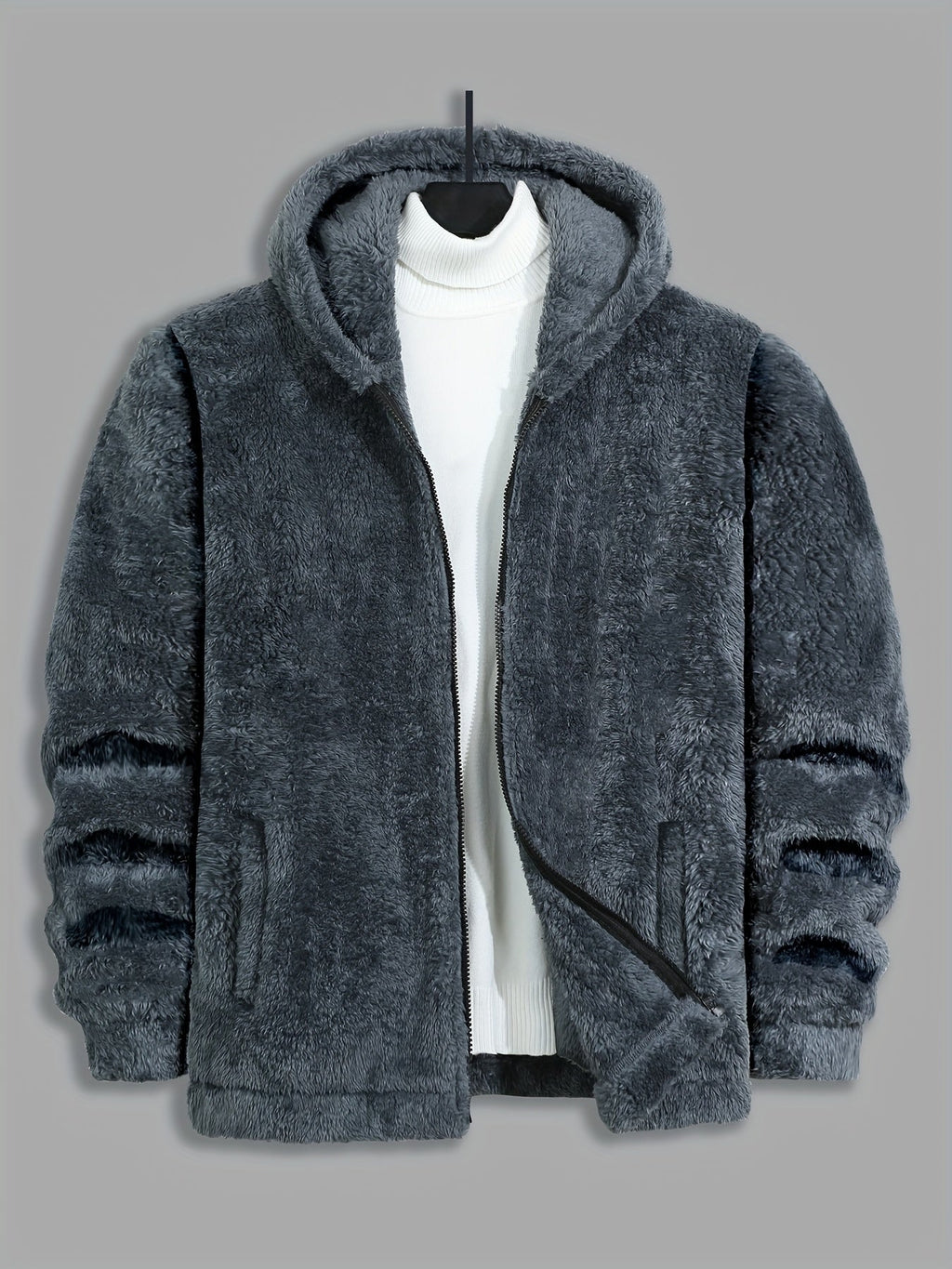 Men's Full Zip Hooded Cozy Plush Jacket