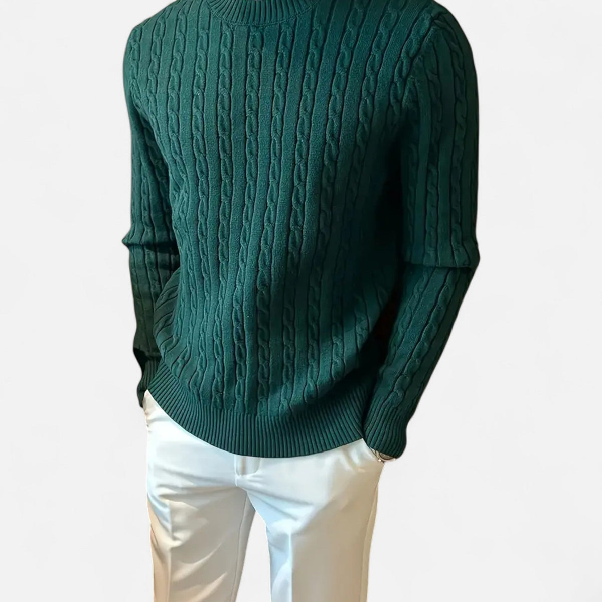 Men's Medium-Stretch Ribbed Crew Neck Fall Sweater