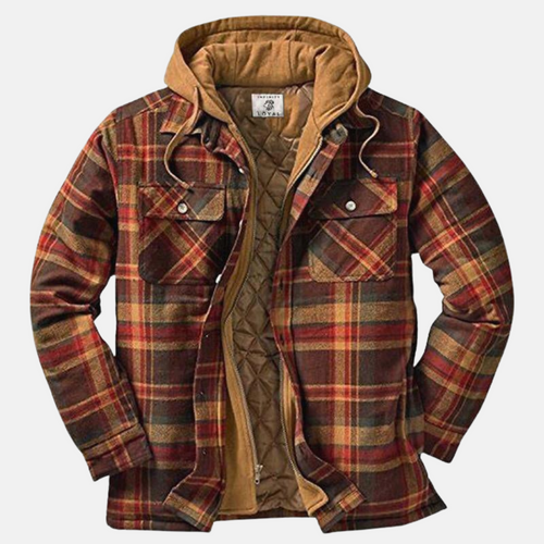 Men's Quilted Shacket with Attached Hood