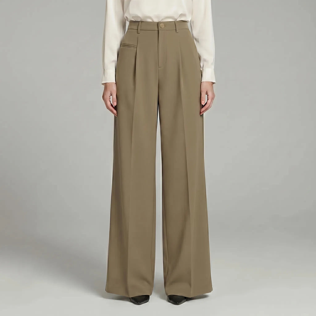 Women's Tailored Front Pleat Flowing Palazzo Pants