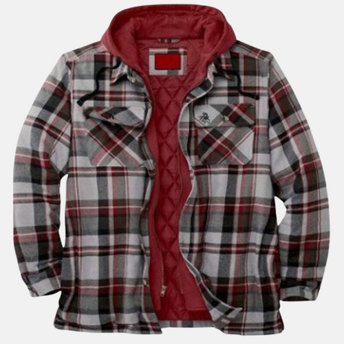Men's Quilted Shacket with Attached Hood
