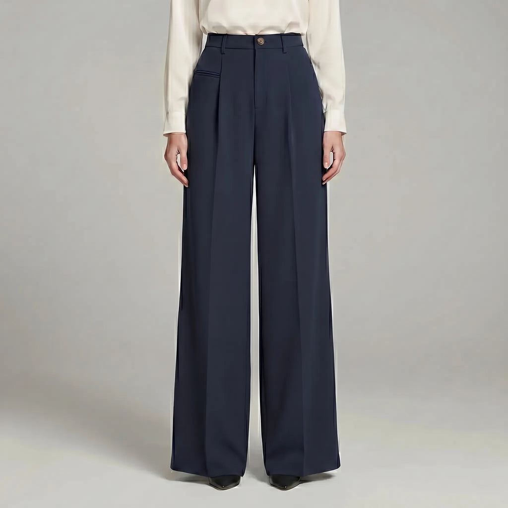 Women's Tailored Front Pleat Flowing Palazzo Pants