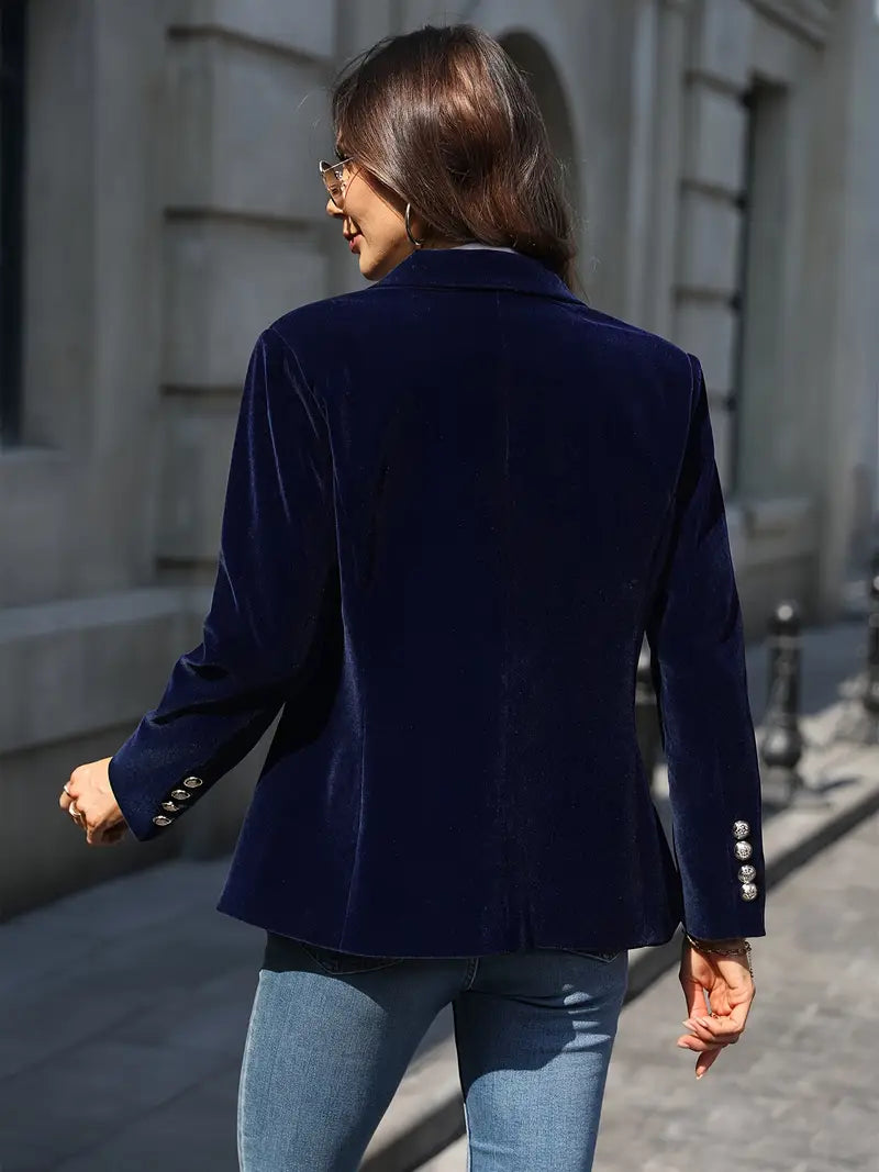 Women's Smooth Drape Plush Velvet Blazer Jacket