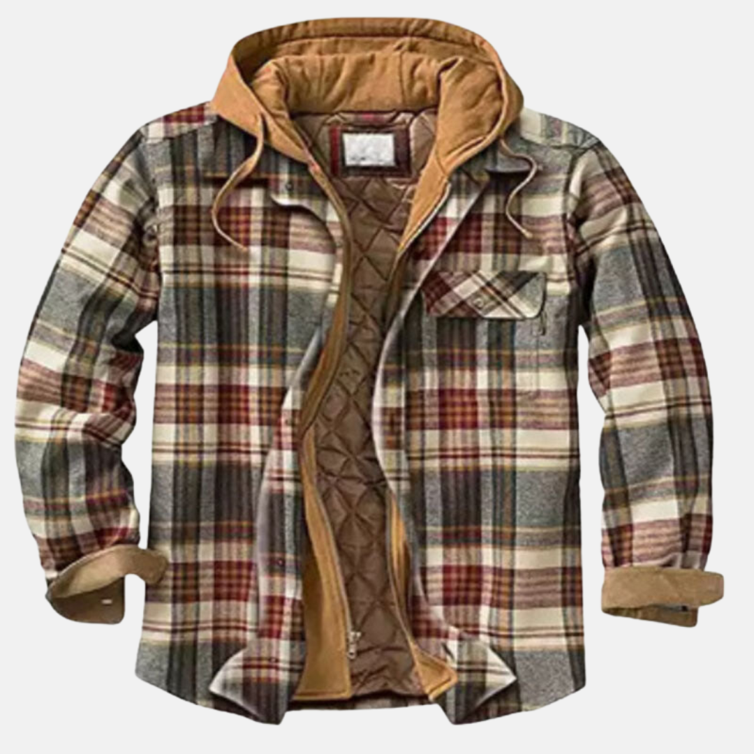 Men's Quilted Shacket with Attached Hood