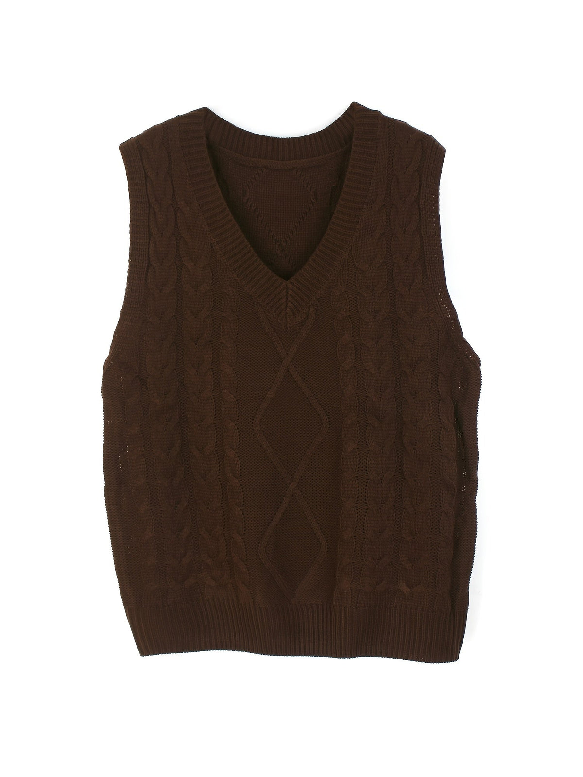 Women's Layering Knit Vest with Cable Pattern