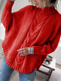 Women's Cozy Cable-Knit Turtleneck Relaxed Sweater