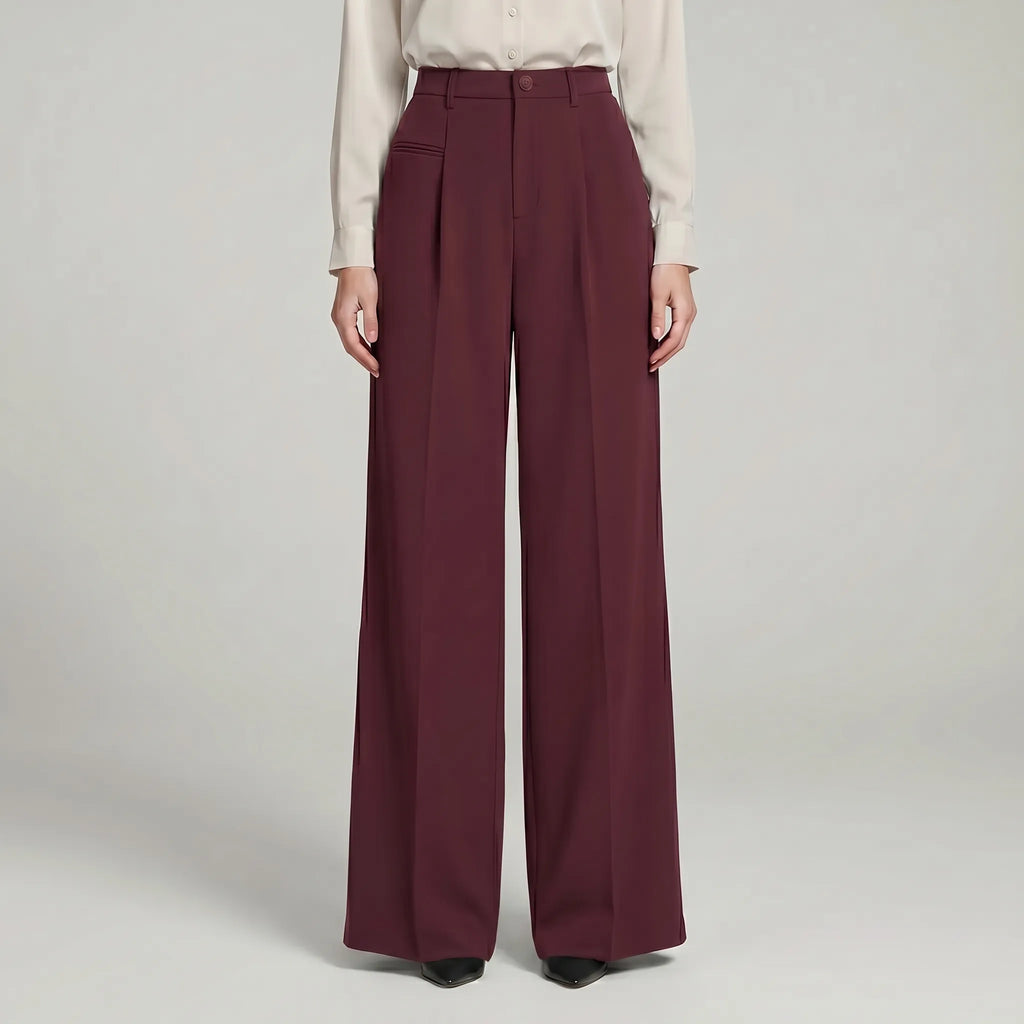 Women's Tailored Front Pleat Flowing Palazzo Pants