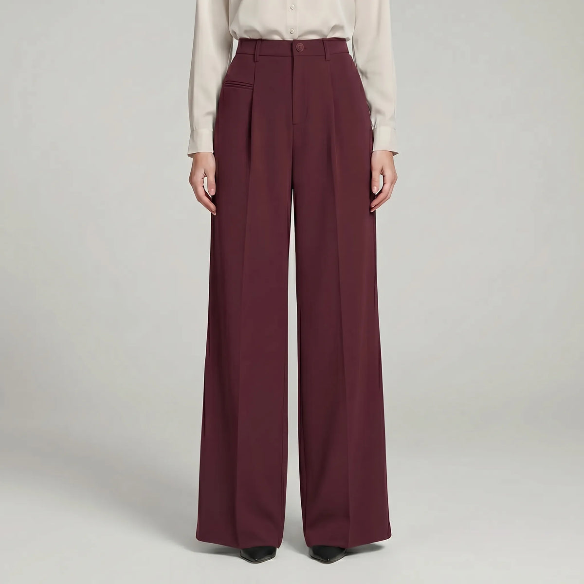 Women's Tailored Front Pleat Flowing Palazzo Pants