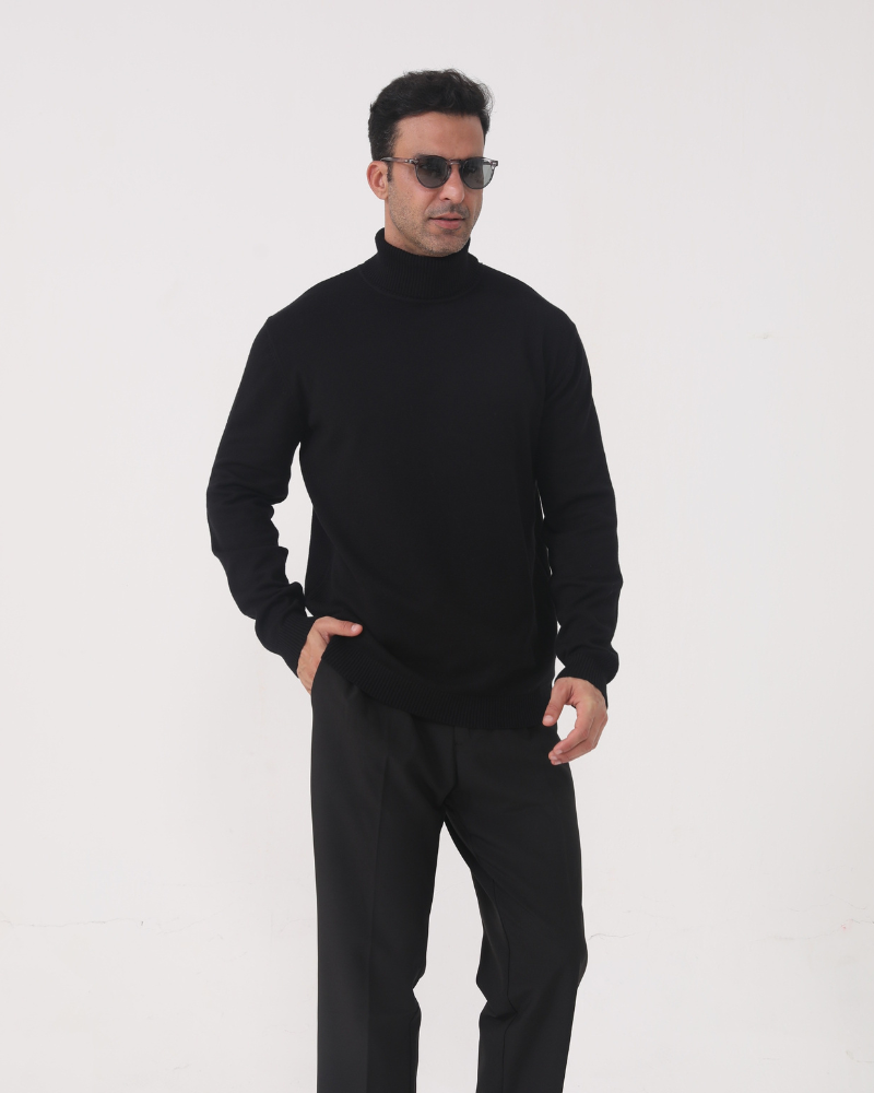 Men's High Collar Fine-Gauge Knit Turtleneck Pullover