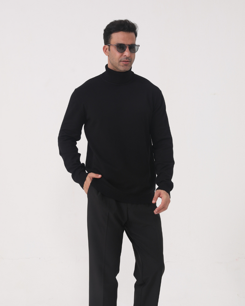 Men's High Collar Fine-Gauge Knit Turtleneck Pullover