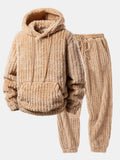 Men's Cold-Weather Pullover Hoodie and Sweatpants Teddy Set