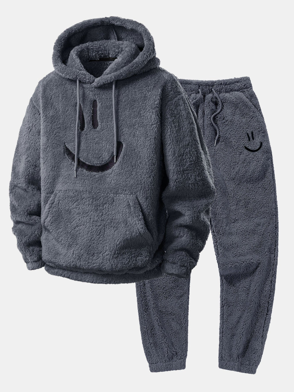 Men's Hooded Teddy Fleece Lounge Set with Joggers