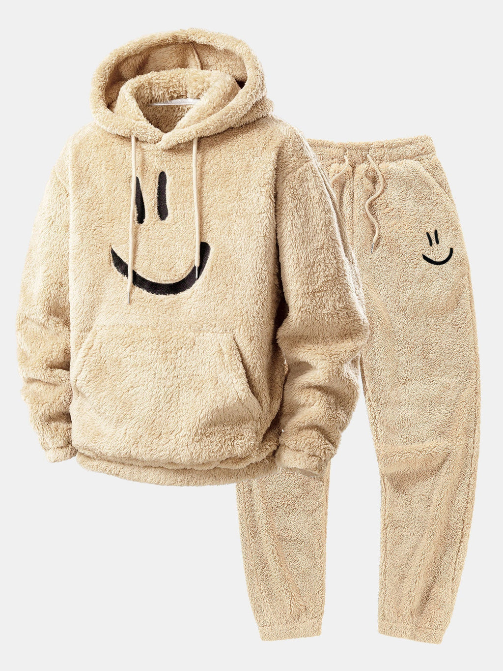 Men's Hooded Teddy Fleece Lounge Set with Joggers