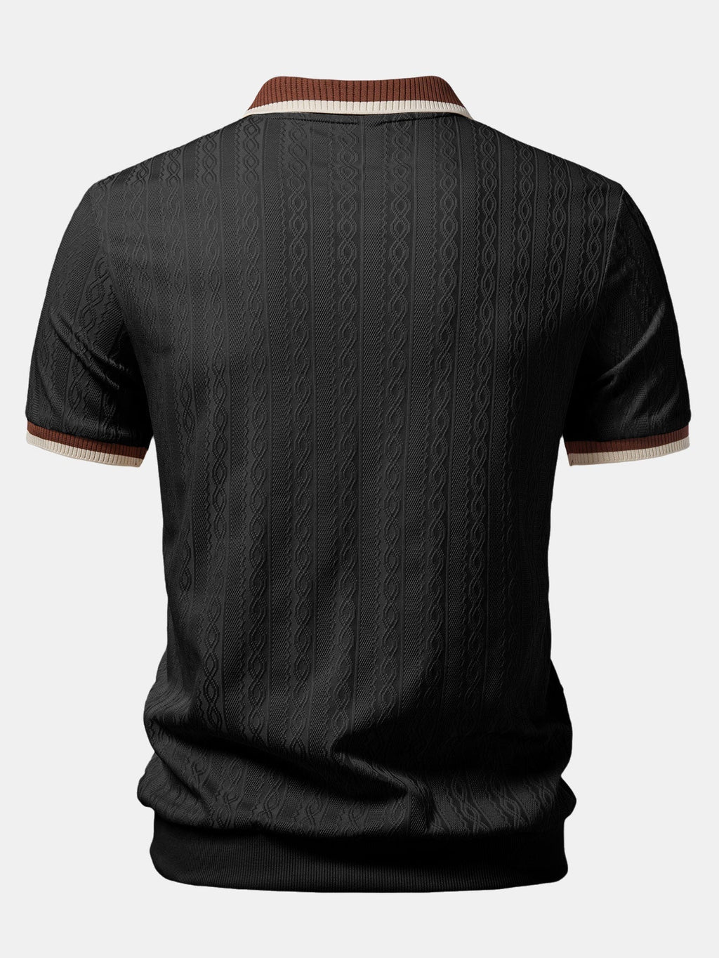 Men's Elevated Patterned Knit Half-Zip Polo Top