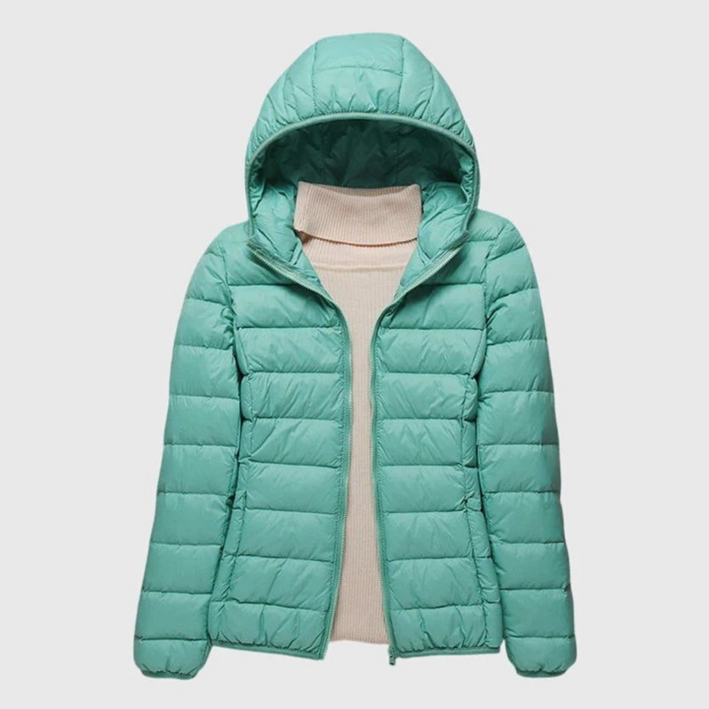 Women's Featherweight Padded Rain Jacket with Hood