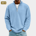 Men's Zip Collar Textured Knit Casual Sweater