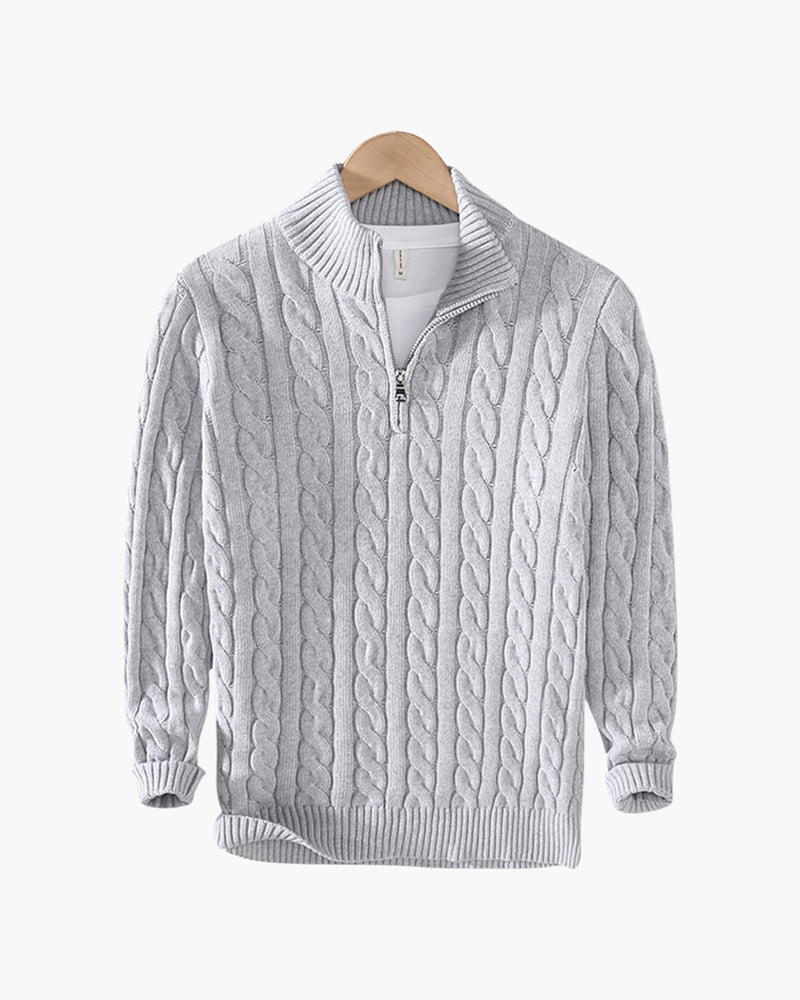 Men's Warm Cable Knit Half Zip Pullover Top