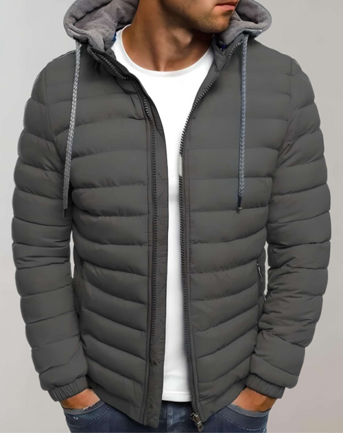 Men's Light Insulated Puffer with Hood and Stretch Cuffs