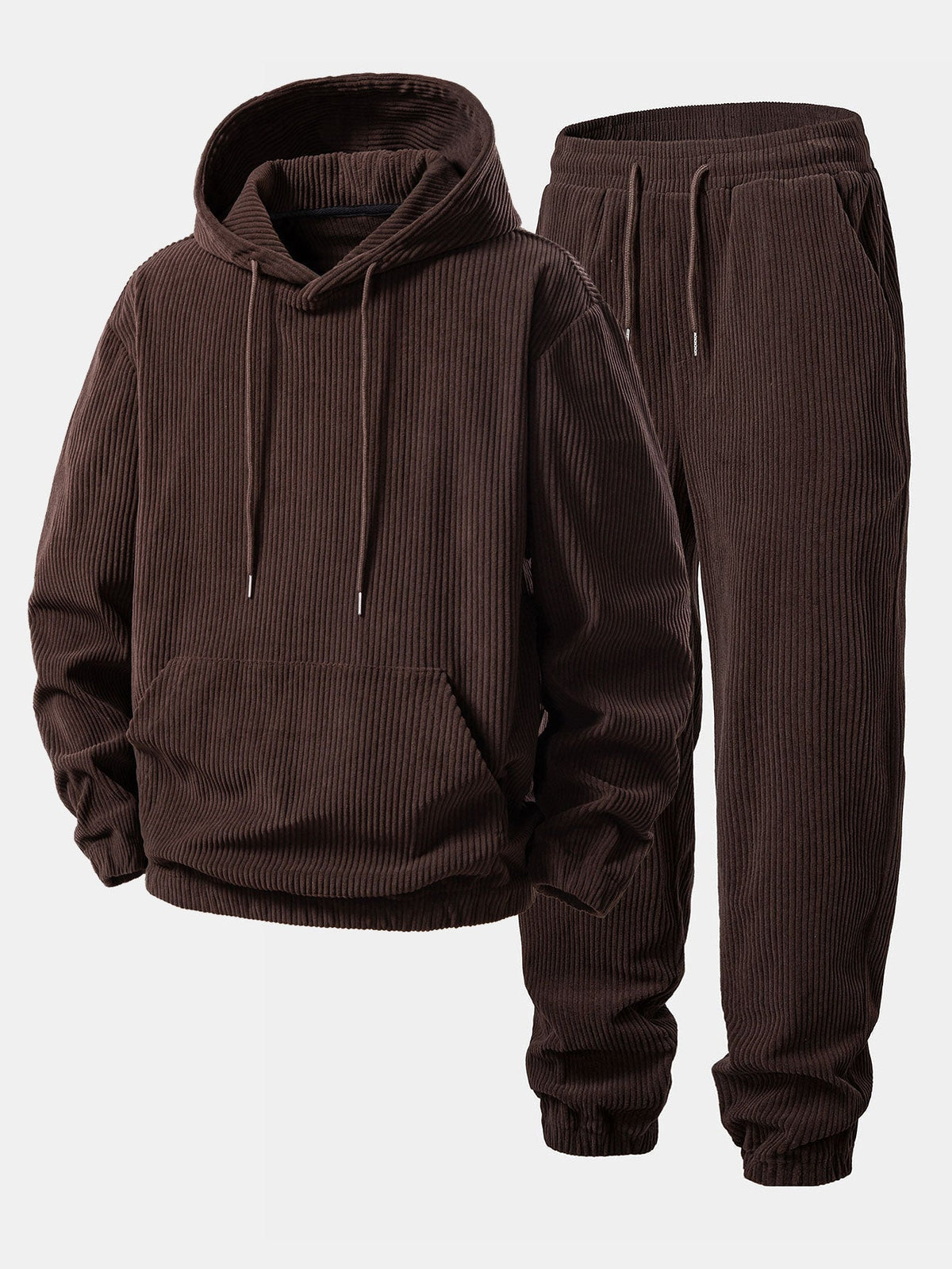 Men's Soft Ribbed Corduroy Hoodie and Sweatpants Sweatsuit