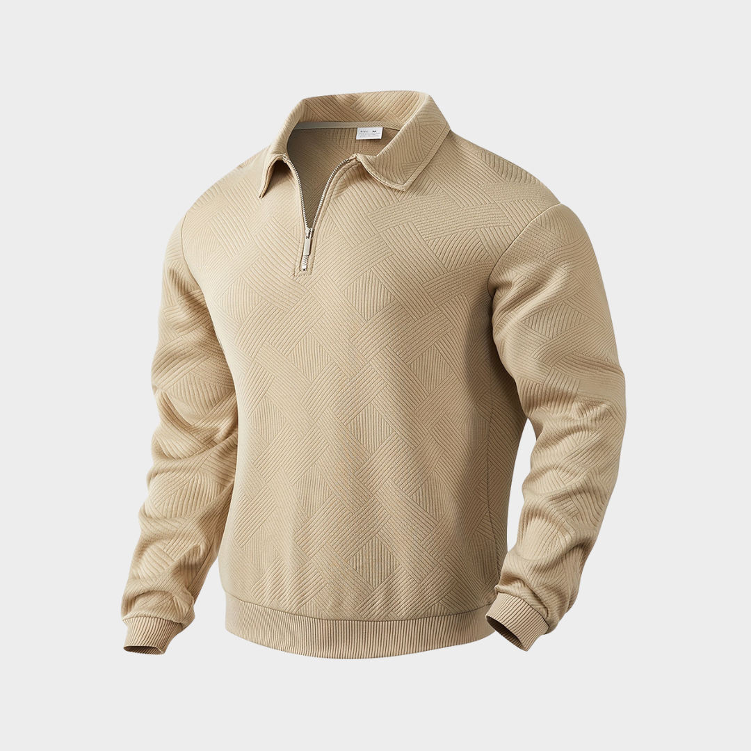 Men's Cool Weather Half Zip Textured Knit Sweatshirt