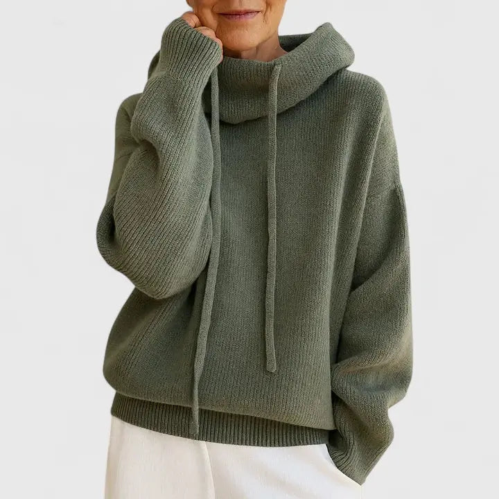 Women's Cozy Loose Ribbed Hooded Knit Sweater