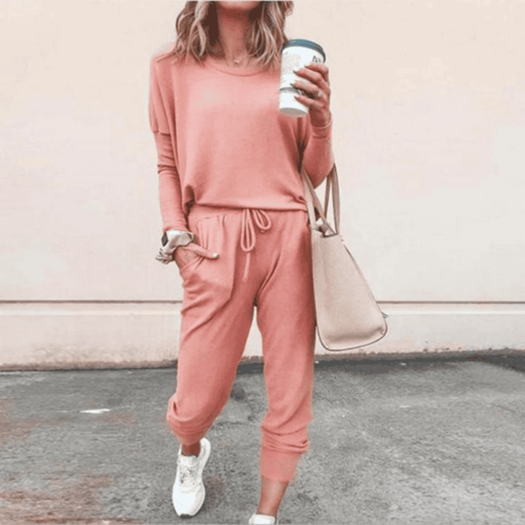 Women's Soft Drape Top Gathered Cuff Jogger Set