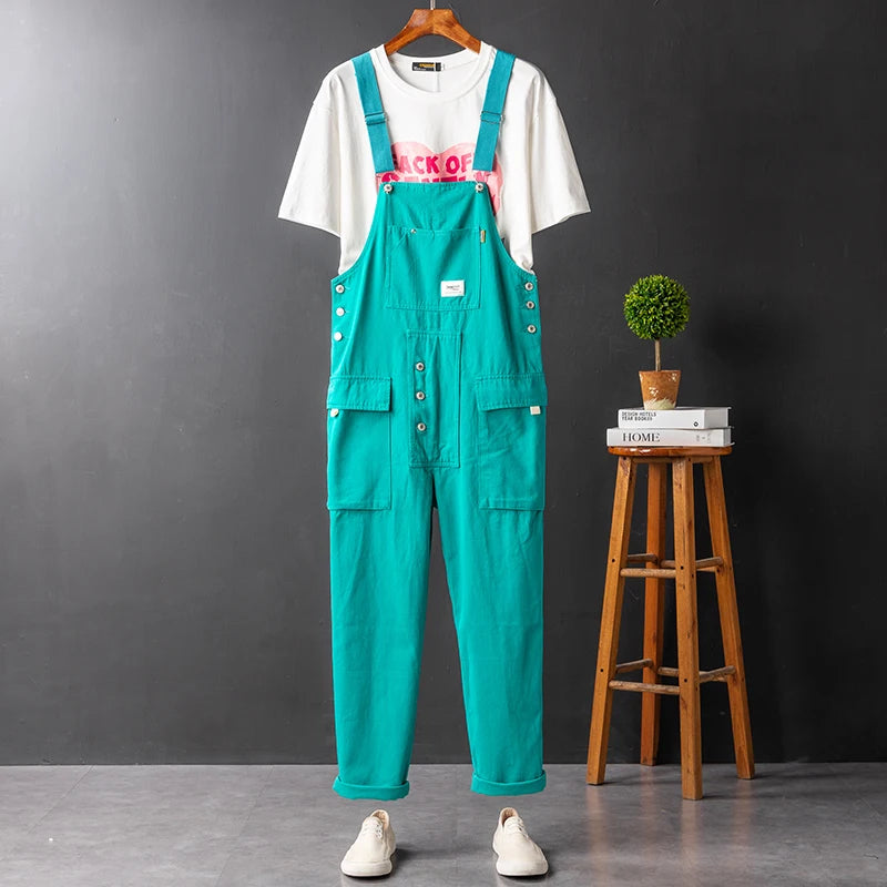 Men's Adjustable Strap Multi-Pocket Workwear Overalls