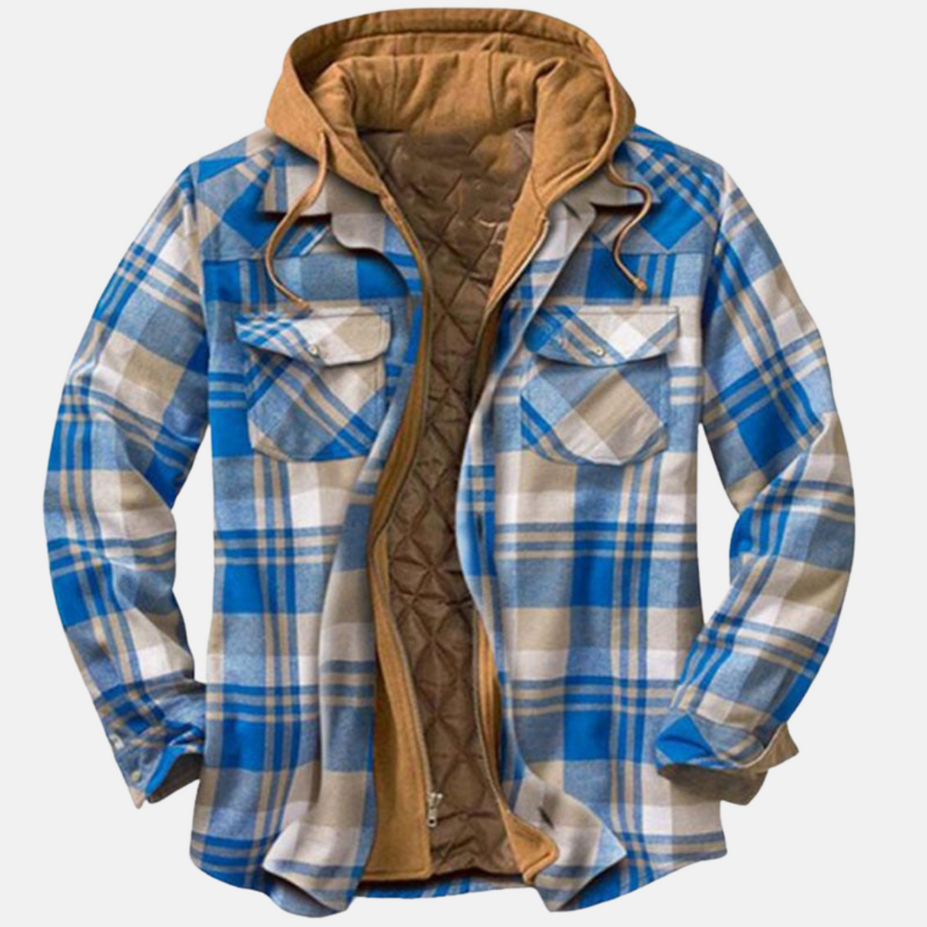 Men's Quilted Shacket with Attached Hood