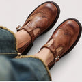 Women's Heritage Style Office T-Strap Flat Shoes