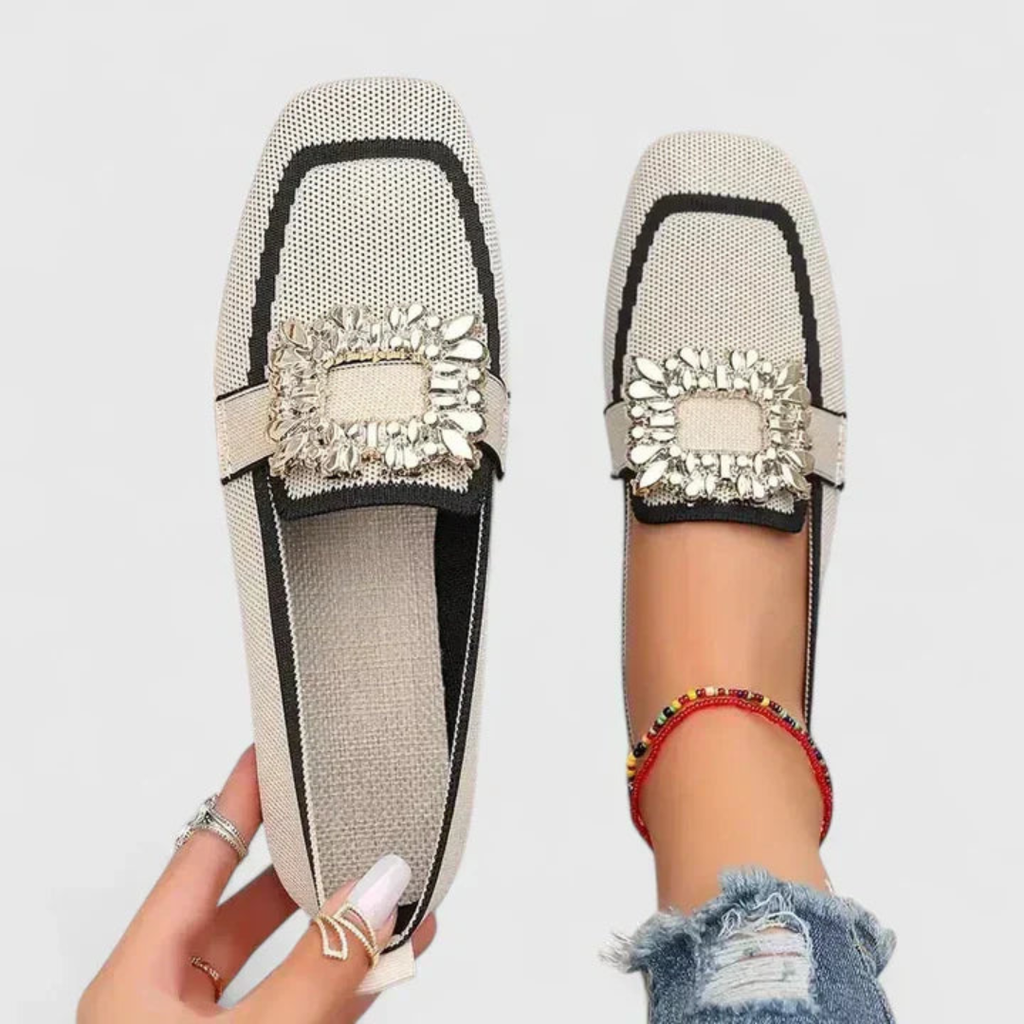 Women's Smart Casual Sparkling Buckle Moccasins