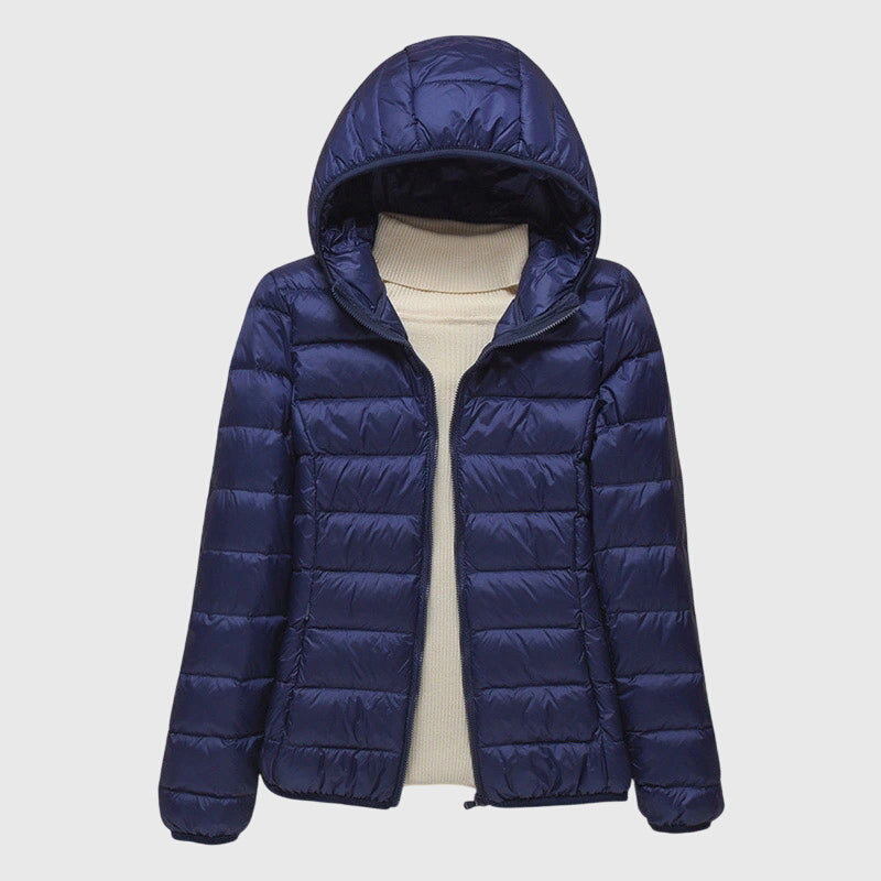 Women's Featherweight Padded Rain Jacket with Hood