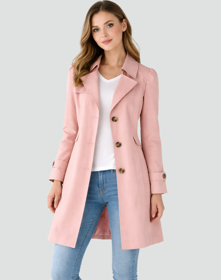 Women's Structured Mid-Length Lapel Trench Topcoat