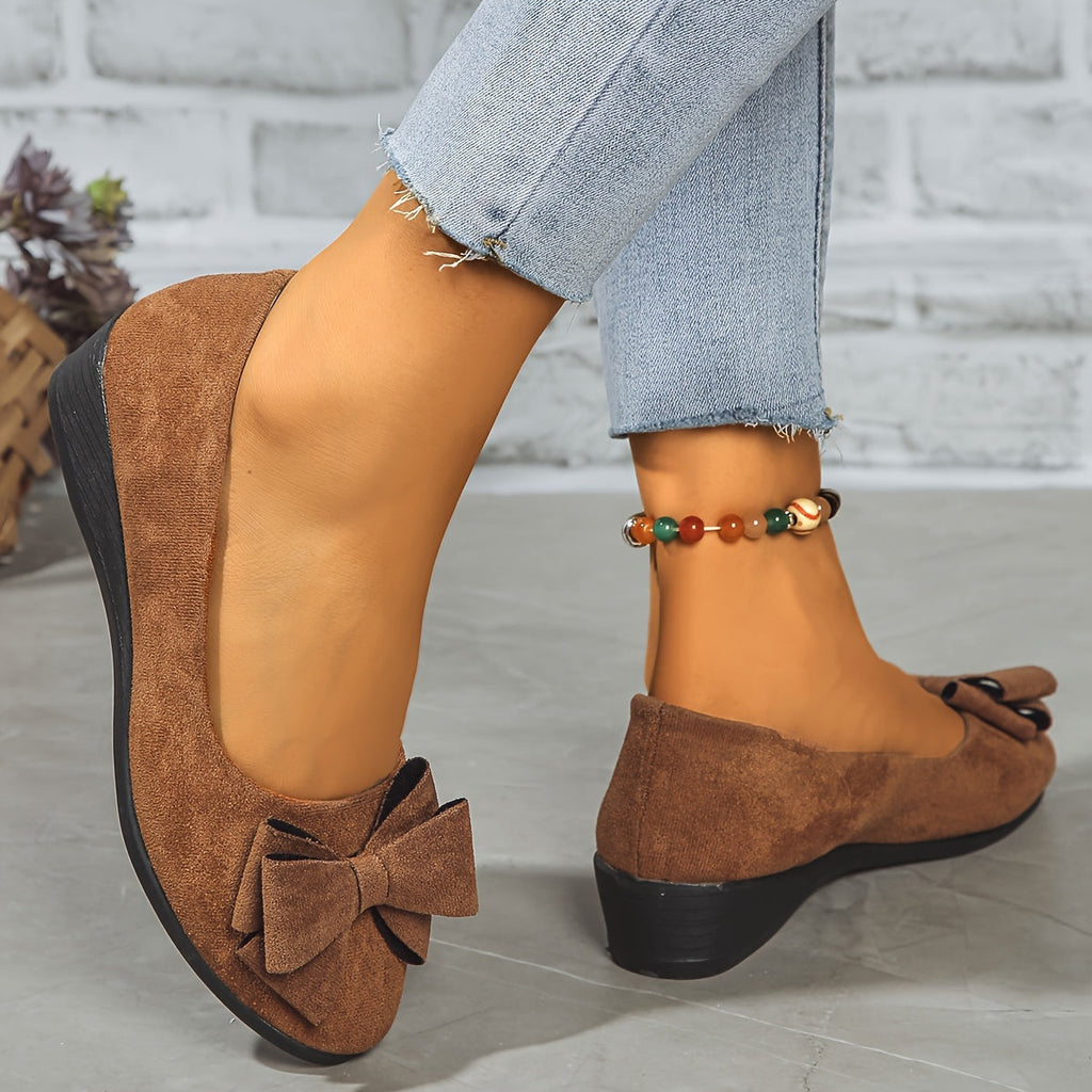 Women's Cushioned Bow Accent Comfort Slip-On Flats