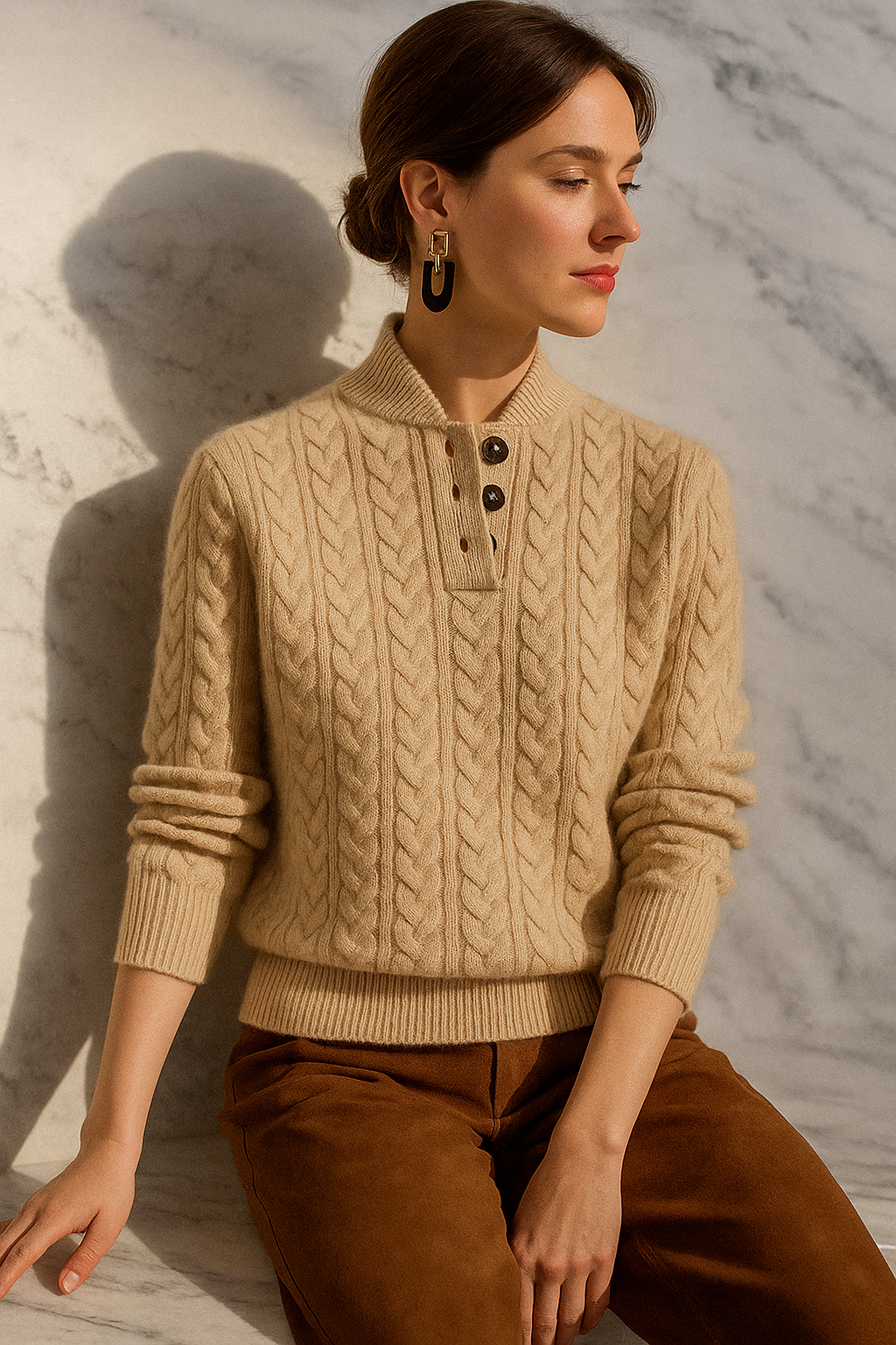 Women's Buttoned Cable-Knit Textured Sweater Cardigan