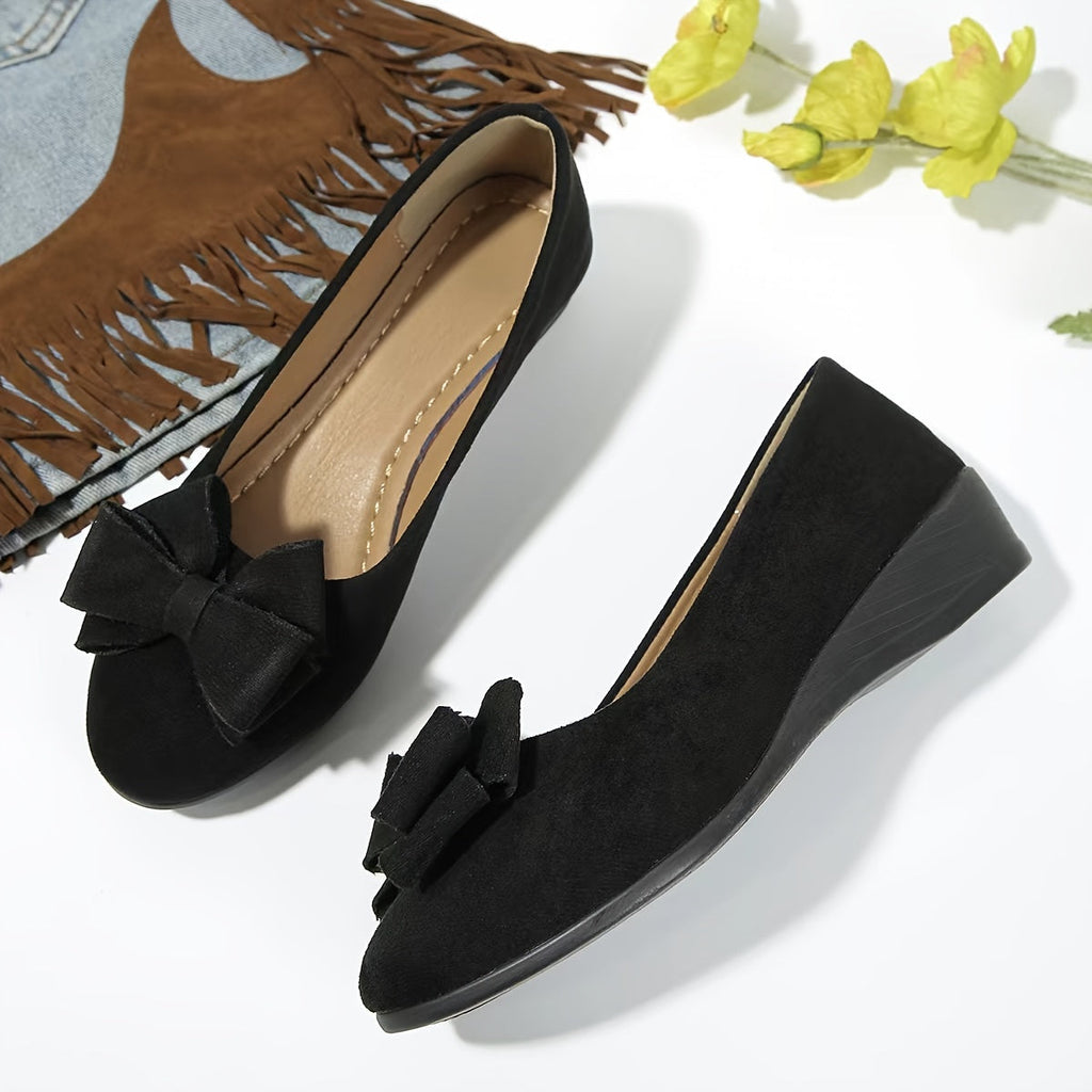 Women's Cushioned Bow Accent Comfort Slip-On Flats