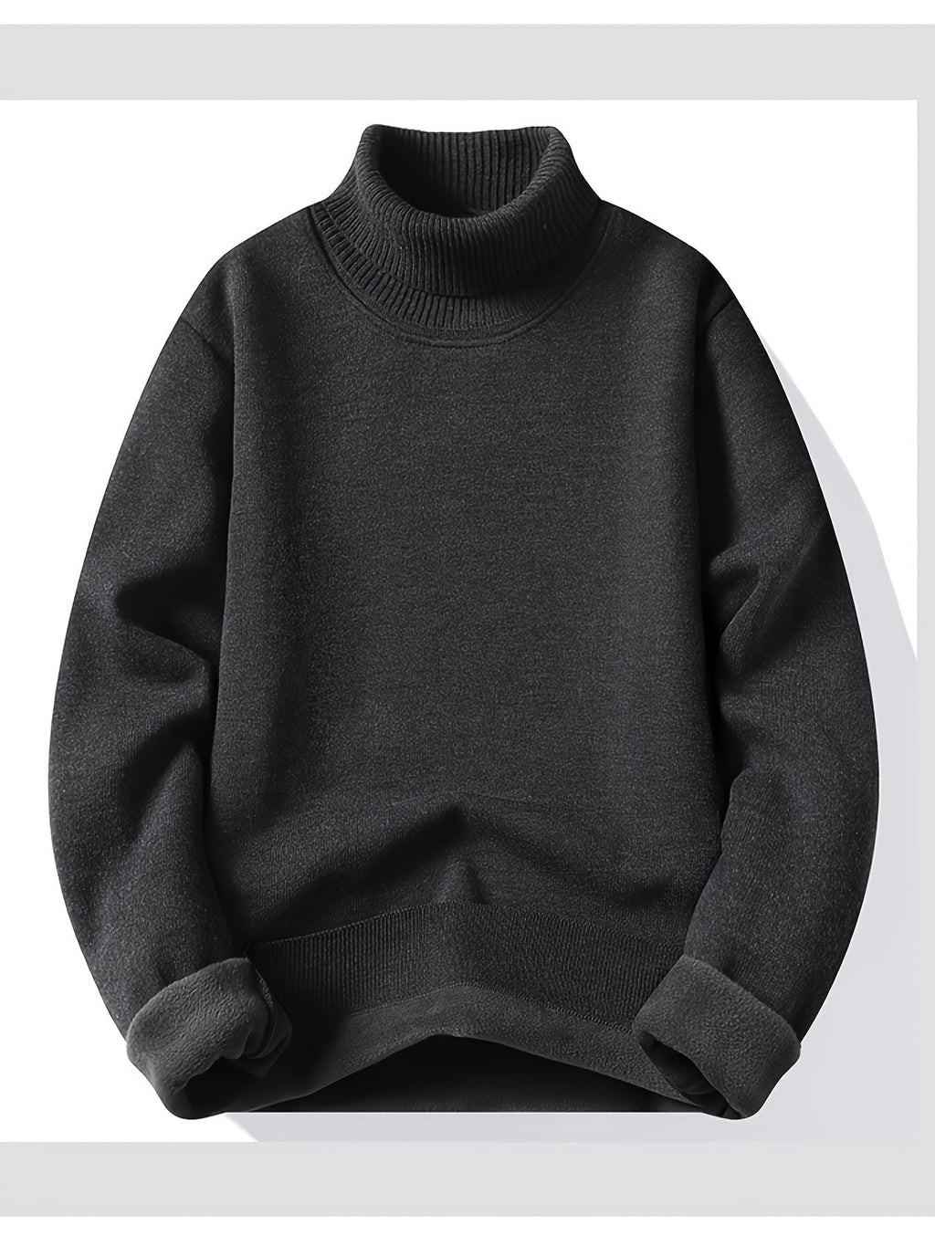 Men's Warm Lined Rollneck Pullover Knit Top